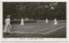 ‘Wimbledon. The Final Ladies’ Doubles’. Rare original mono real photograph postcard of play in the match circa 1905. Title printed to lower border. Card no. 14 in a series issued by Edwin Trim & Co. of Wimbledon, with publishers name printed to verso. Pos