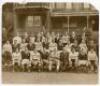 Rugby Union. Durham County XV v R.F. Oakes International XV. Sunderland, 26th September 1936. Two large original mono press photographs, one depicting both teams seated and standing in rows in front of a pavilion, the other of the R.F. Oakes XV. Oakes is 