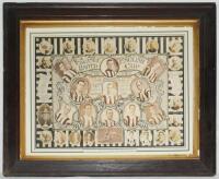 ‘Newcastle United Winners of the English Cup 1910. Large original decorative lithographic print produced to commemorate Newcastle United winning the F.A. Cup in 1910 for the first time. The central panel with printed title and inscription ‘This picture wa