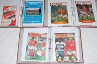 Nottingham Forest F.C. 1950s onwards. Box of mainly modern Forest related programmes, brochures, souvenirs, match tickets, autographs, ties etc. Includes three folders comprising a complete run of home and away programmes for League Cup matches (including