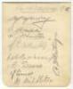 Manchester City 1934-1935. Album page signed in ink by thirteen members of the playing staff including the trainer. Signatures are Marshall, Frank Swift, Matt Busby, Dale, Dellow, Heale, Barkas, Herd, Tilson, Brook, Sam Cowan and Bray. To the back of the - 2