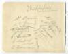 Blackburn Rovers 1934-1935. Double album page signed in pencil by thirteen members of the playing staff. Signatures are Milne, Cowell, Christie, Talbot, Beattie, Whiteside, Crook, Gorman, McLean, Bruton, Turner, Halsall and Dunne. To the verso are twelve - 2