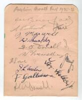 Preston North End 1935-1936. Album page signed in ink and pencil by twelve members of the playing staff. Signatures include Beresford, Butterworth, Maxwell, Bill Shankley, Frank O’Donnell, Tremelling, Holdcroft, Lowe, Milne, Gallimore, Hugh O’Donnell etc.