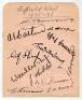 Sheffield Wednesday 1935-1936. Album page signed in ink by twelve members of the playing staff. Signatures are Burrows, Catlin, Hooper, Dewar, Starling, Sharp, Millership, Brown, Robinson, Bargh, Rimmer and Nibloe. Good condition