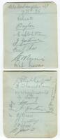 Wolverhampton Wanderers 1935-1936. Double album page signed in pencil by seventeen members of the playing staff. Signatures include Scott, Taylor, Gardiner, Shaw, Morris, Iverson, Thompson, Wrigglesworth, Laking, Weare, Smalley, Jones, Galley, Whittam etc