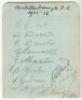 Middlesborough 1935-1936. Album page signed in pencil by eleven members of the playing staff including the trainer. Signatures are Birkett, Brown, Baxter, Camsell, Martin, Yorston, Gibson, Higham, Chadwick and Stuart. Good condition