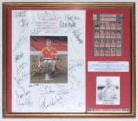 Nottingham Forest F.C. ‘Forest Giants. European Cup Champions of Nottingham Foerst F.C. 1978-1979 & 1979-1980’. A colour photograph of Forest captain, John McGovern, with the European Cup trophy. Signed to the photograph by McGovern, and to the borders by