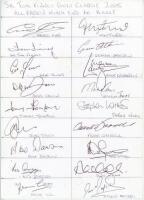 Preston North End F.C. Page titled ‘Sir Tom Finney Golf Classic 2005’ signed by eighteen former Preston players. Signatures include George Ross, John Thomas, Tom Finney, Graham Atkinson, Eric Jones, Mark Lawrenson, Dave Wilson, Martin James, Tommy Thompso