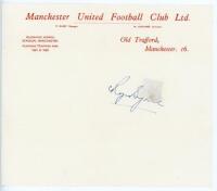 Roger William Byrne. Manchester United & England 1951-1958. ‘Busby Babes’. Good signature in blue ink of Byrne on Manchester United F.C. letterhead. Folds to the page, slight adhesive show through from verso, otherwise in good condition