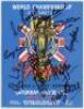 World Cup 1966. Facsimile reprint programme for the World Cup Final 1966, England v West Germany held at Wembley on July 30th 1966. Signed to the front cover in thick black ink by nine members of the England team. Signatures are Martin Peters, Gordon Bank