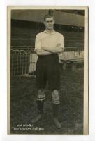 William James Minter. Tottenham Hotspur 1907-1920. Mono real photograph postcard of Minter, full length, in Spurs attire. Title to lower border ‘W.J. Minter. Tottenham Hotspur’. Jones Bros of Tottenham. Postally unused. Some surface marks to image otherw