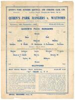 Queen’s Park Rangers. Season 1943/44. Official war-time single sheet home programmes including two for Football League South matches played v Watford 18th September, and v Millwall 9th October, and v Arsenal, (London Cup) 26th February. Light folds to all