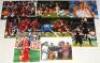 Liverpool F.C. 1970s-2000s. Eight original colour press photograph of Liverpool players, each signed by the featured player. Signatures include Souness, McManaman, Fowler, Gerrard, Crouch etc. 12&rdquo;x8&rdquo; and smaller. VG