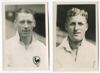 George Albert Ludford. Tottenham Hotspur 1936-1950 and Arthur William Hitchins. Tottenham Hotspur 1934 and 1937-1939. Two mono postcard size real photographs of the two players, head and shoulders, wearing Spurs shirts. Players name typed to verso of each