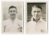 Leslie Roy Miller. Tottenham Hotspur 1936-1939 and Thomas Meads. Tottenham Hotspur 1929-1934. Two mono postcard size real photographs of the two players, head and shoulders, wearing Spurs shirts. Players name typed to verso of each photograph. Photograph 