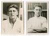 David Wilson Colquhoun. Tottenham Hotspur 1931-1935 and Reginald Walter Dann. Tottenham Hotspur 1936. Two mono postcard size real photographs of the two players, head and shoulders, wearing Spurs shirts. Players name typed to verso of each photograph. Pho