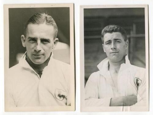 Joe Allen. Tottenham Hotspur 1932-1933 and Stanley Alexander. Tottenham Hotspur 1936-37. Two mono postcard size real photographs of the two players, head and shoulders, wearing Spurs shirts. Players name typed to verso of each photograph. Photograph by Ci