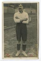 Jabez Darnell. Tottenham Hotspur 1908-1915. Sepia real photograph postcard of Darnell, full length, in Spurs attire. Title to lower border ‘J. Darnell. Tottenham Hotspur’. F.W. Jones of Tottenham. Postally unused. Some text to lower border overwritten in 