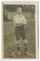 Frank William Bentley. Tottenham Hotspur 1909-1911. Early mono real photograph postcard of Bentley, full length, in Spurs attire. Title to lower border ‘F.W. Bentley. Tottenham Hotspur’. F.W. Jones, Tottenham. Postally unused. Some text to lower border ov