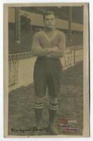 Thomas Henry Lunn. Tottenham Hotspur 1909-1913. Early mono real photograph postcard of goalkeeper Lunn, full length, in Spurs jersey. Title to lower border ‘T.H. Lunn. Tottenham Hotspur’. F.W. Jones of Tottenham. Postally unused. Some text to lower border