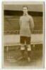 Arthur King. Tottenham Hotspur 1913-1914. Sepia real photograph postcard of goalkeeper King, full length, in Spurs attire. Title to lower border ‘A. King. Tottenham Hotspur’. F.W. Jones of Tottenham. Postally unused. Light marks to image otherwise in good