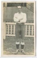 Alexander Simpson Young. Tottenham Hotspur 1911. Mono real photograph postcard of Young, full length in Spurs attire. ‘A. Young. Tottenham Hotspur’. F.W. Jones of Tottenham. ‘Manchester City’ (his next team) added below the title otherwise in good conditi