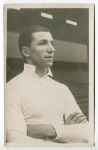 Arthur Grimsdell. Tottenham Hotspur 1912-1929. Early mono real photograph postcard of Grimsdell, half length, in Spurs shirt. ‘W.J. Crawford’ of Edmonton. Good/very good condition