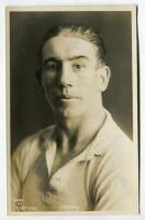 Alexander Findlay Lindsay. Tottenham Hotspur 1919-1929. Sepia real photograph postcard of Lindsay, head and shoulders, in Spurs shirt. Title ‘Lindsay’ to lower border. W.J. Crawford of Edmonton. Minor silvering to card edges otherwise in good/very good co