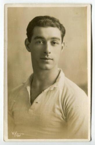 James Andrew Banks. Tottenham Hotspur 1913-1922. Sepia real photograph postcard of Banks, head and shoulders, in Spurs shirt. W.J. Crawford of Edmonton postcard, dated 1920. Good/very good condition Postally unused