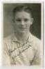 James McCormick. Tottenham Hotspur 1933-1946. Mono real photograph postcard of McCormick, half length, wearing Spurs shirt. Very nicely signed in ink by McCormick. Name printed to lower border. Appears to be a W.J. Crawford of Edmonton postcard. Very good