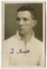 Thomas Meads. Tottenham Hotspur 1929-1934. Mono real photograph postcard of Meads, half length, wearing Spurs shirt. Very nicely signed in ink by Meads. Name printed to lower border. Appears to be a W.J. Crawford of Edmonton postcard. Good/very good condi