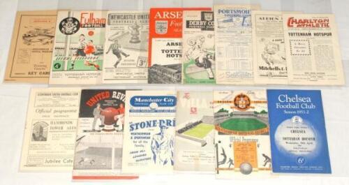 Tottenham Hotspur. Season 1951/1952. Good run of fourteen League and Cup away programmes for the season. Football League Division 1.