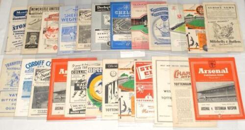 Tottenham Hotspur. Season 1952/1953. Good run of twenty four League, friendly and Cup away programmes for the season. Football League Division 1.