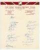 West Indies tour to Australia and New Zealand 1951/52. Very rare official autograph sheet nicely and fully signed in ink by all eighteen members of the touring party on official tour letterhead. Signatures are Goddard (Captain), Guillen, Walcott, Christia