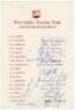 West Indies tour to Australia and New Zealand 1968/69. Rare official autograph card with printed title and players’ names. Signed to the card by sixteen playing members of the touring party. Players’ signatures are Butcher, Camacho, Carew, Davis, Edwards,