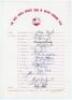 West Indies tour to England 1976. Official autograph sheet with printed title and players&rsquo; names. Nicely and signed by eighteen members of the touring party. Signatures are Lloyd (Captain), Murray, Daniel, Findlay, Fredericks, Gomes, Greenidge, Holder, Ho