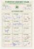 Pakistan tour to Australia & New Zealand 1992/93. Official autograph sheet with printed title and players’ names. Fully signed in ink by all seventeen listed members of the touring party. Signatures are Javed Miandad (Captain), Rameez Raja, Saleem Malik, 