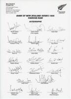 Pakistan tour to Australia & New Zealand 1995. Official New Zealand Cricket autograph sheet with printed title and players’ names, fully signed in ink by the twenty listed members of the touring party. Players’ signatures are Wasim Akram (Captain), Aamir 