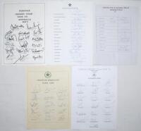 Pakistan unofficial autograph sheets 1992-2006. Five unofficial sheets for Pakistan tours to Australia 1992/93 (17 signatures), to England 1996 (17), to Australia 1996/97 (15), World Cup 1999 (15), and to England 2006 (19). Signatures include Javed Mianda