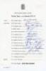 New Zealand tour to Australia 1973/74. Rarer official autograph sheet with printed title and players&rsquo; names, nicely signed in ink by thirteen of the fifteen listed members of the New Zealand touring party. Signatures are Congdon (Captain), Turner, Alabast