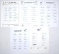 New Zealand tours to England 1986-1999. Four official autograph sheets, each fully signed by the players, for the 1986 (18 signatures), 1990 (16), 1994 (20) and 1999 (20) tours to England. Players’ signatures include Coney, Wright, Bracewell, J. Crowe, M.