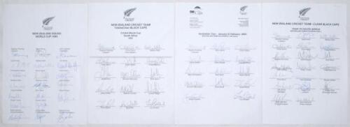 New Zealand World Cup 1999 & 2003. Two official autograph sheets for the New Zealand touring parties for the 1999 World Cup in England (20 signatures) and 2003 in South Africa (15), and an official sheet for the tour to Australia 2002 (14), all three full