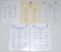 New Zealand 1995/96-2001. A selection of official and unofficial autograph sheets. Official sheets, all fully signed, include Auckland Shell Trophy Team 1995/96 (18), Northern Districts Cricket Association 1995/96 (22), New Zealand Youth Team tour to Engl