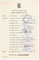 South Africa tour to England 1965. Official autograph sheet with printed title and players’ names, fully signed in ink by all sixteen listed members of the touring party. Signatures are van der Merwe (Captain), Barlow, Bacher, Bland, Bromfield, Botten, Cr