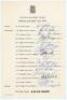 South Africa tour to England 1965. Official autograph sheet with printed title and players&rsquo; names, fully signed in ink by all sixteen listed members of the touring party. Signatures are van der Merwe (Captain), Barlow, Bacher, Bland, Bromfield, Botten, Cr