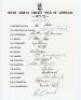 South Africa tour to Australia & New Zealand 1971/72. Rare official autograph sheet for the cancelled South Africa tour of Australia and New Zealand. The sheet with printed titles and players’ names fully signed in ink by all fifteen listed members of the