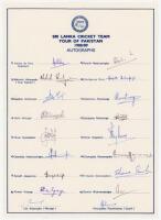 Sri Lanka tours to Pakistan 1988/89 & 1991/92. Two official autograph sheets with printed titles and players’ names, both fully signed in ink by all eighteen members of the Sri Lanka touring parties. Players’ signatures include A. de Silva, Halagoda, Guna