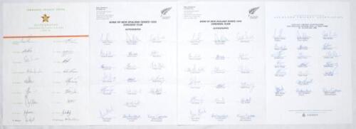 Zimbabwe autographs sheets 1994/95-1995/96. Four official autograph sheets, all fully signed by the listed members of the touring parties. Sheets are for ‘National Players 1994/95 (18 signatures), tour to New Zealand 1995 (19) and 1996 (18), and the Zimba