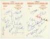 Derbyshire C.C.C. 1967-1970. Three official Derbyshire C.C.C. headed pages, each signed in ink by members of the 1967 (12 signatures), 1968 (13) and 1970 (13) teams respectively. Signatures include Morgan, E. Smith, Hall, Eyre, Taylor, Rhodes, Page, Buxto