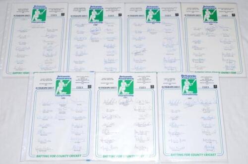 Essex C.C.C. 1986-2008. Twenty seven official Essex C.C.C. autograph sheets comprising a complete run for seasons 1986-2008 with some duplication. All sheets fully signed with the exception of the 2005, lacking Irani and Bishop. Signatures include Gooch, 